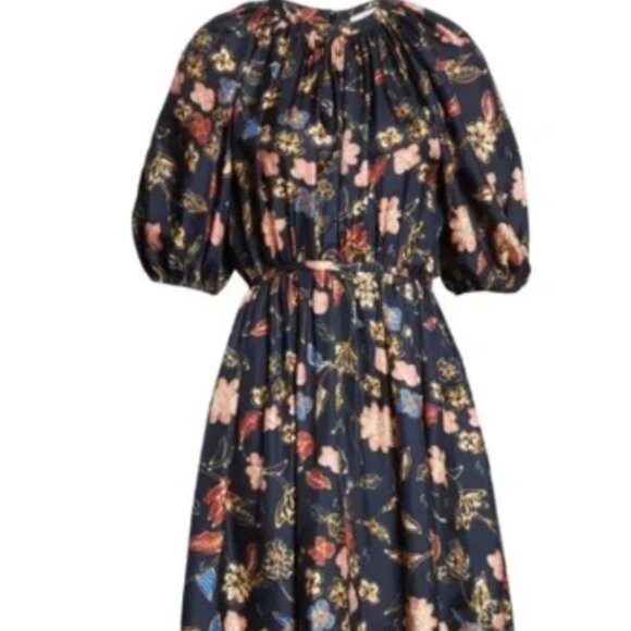 NWOT ULLA JOHNSON Cybil Silk Midi Dress in Odessa S $765 - Picture 5 of 11